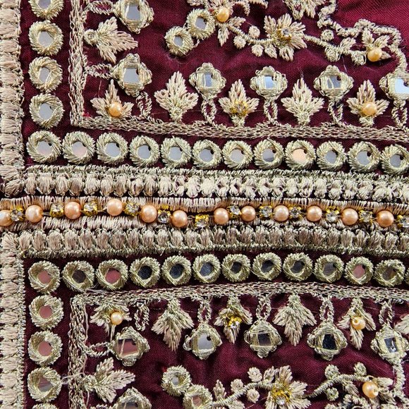 Women's Silk Trouser Pant Mirror Embroidered Sadabahar Designer Pakistani Indian - Picture 13 of 16